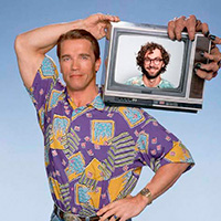 Arnold Schwarzenegger with TV